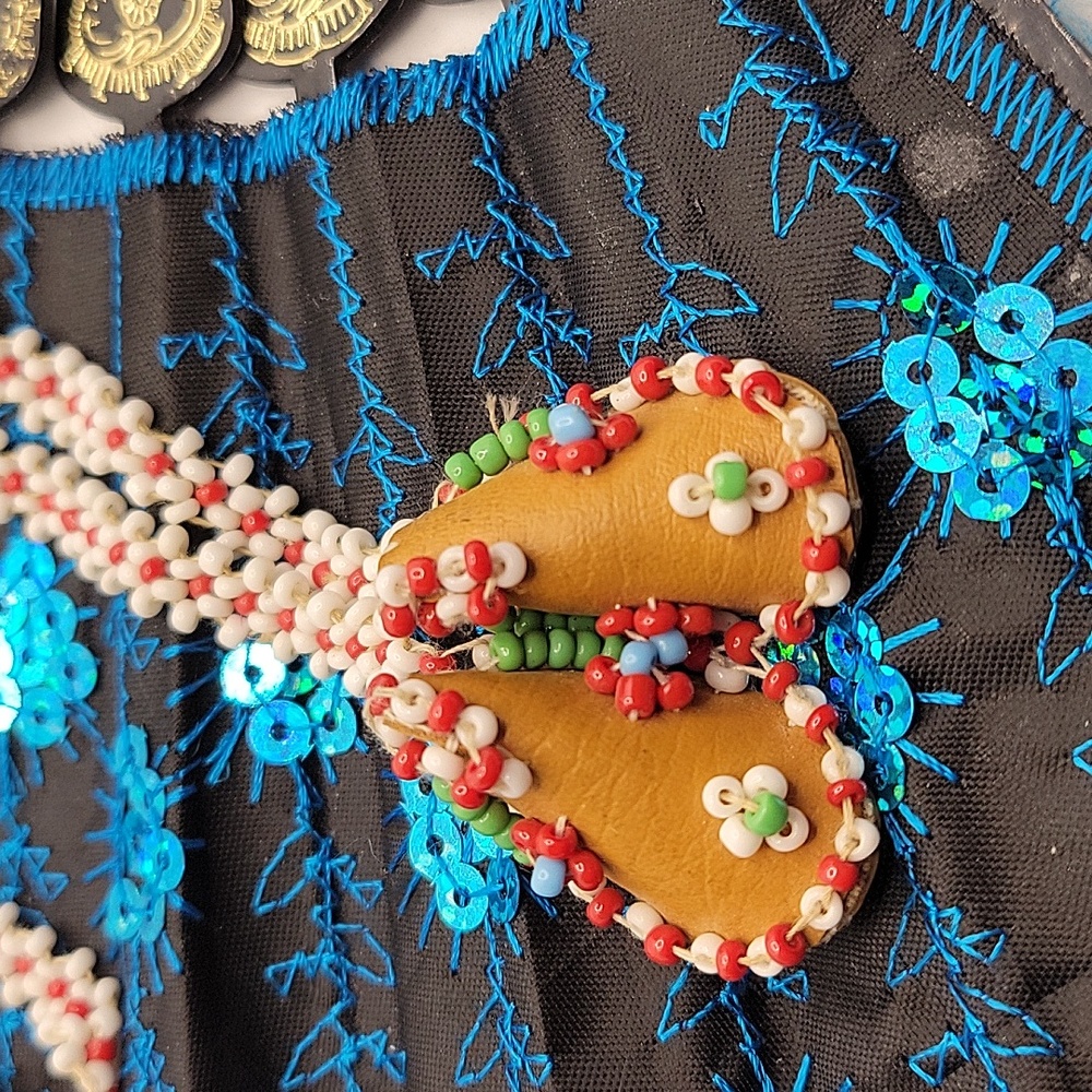 Vintage Beautiful Unique leather and beads work necklace